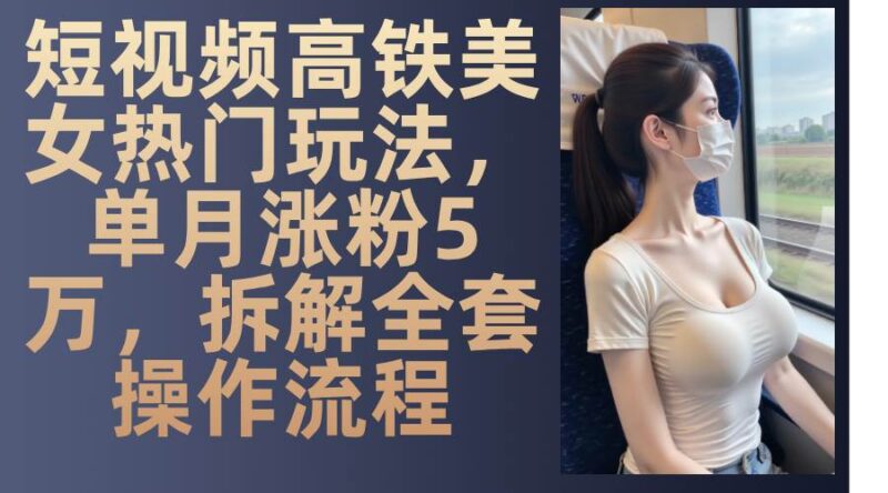 短视频高铁美女热门玩法，单月涨粉5万，拆解全套操作流程|52搬砖-我爱搬砖网