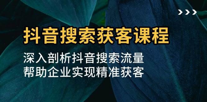 抖音搜索获客课程：深入剖析抖音搜索流量，帮助企业实现精准获客|52搬砖-我爱搬砖网