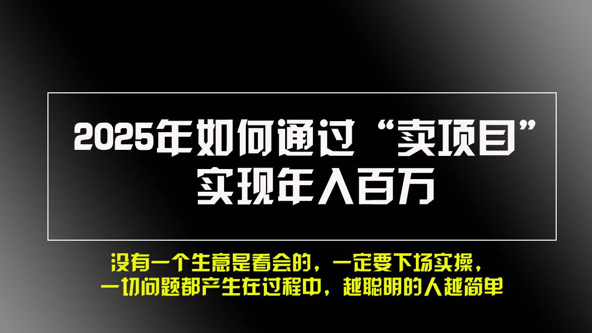 2025年如何通过“卖项目”实现年入百万，做网赚必看！！|52搬砖-我爱搬砖网