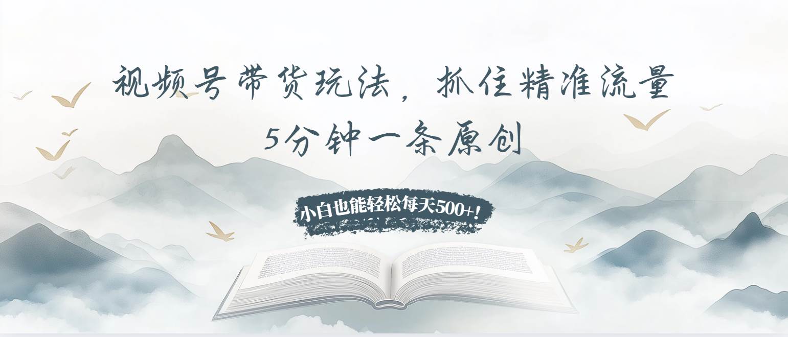 视频号带货玩法，抓住精准流量，5分钟一条原创，小白也能轻松每天500+！|52搬砖-我爱搬砖网