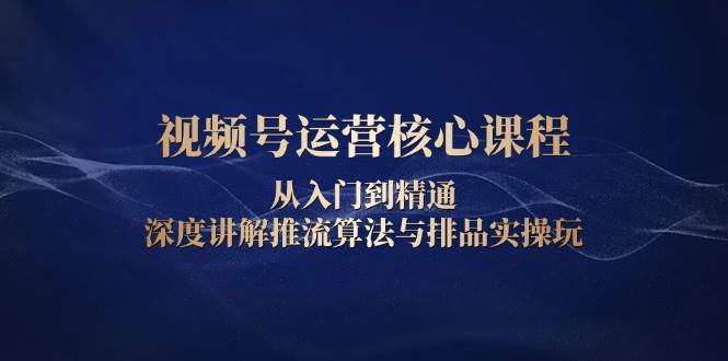 视频号运营核心课程，从入门到精通，深度讲解推流算法与排品实操玩|52搬砖-我爱搬砖网