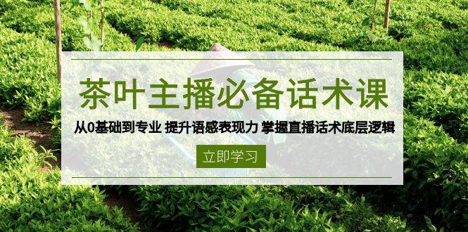 茶叶 主播必备话术课 从0基础到专业 提升语感表现力 掌握直播话术底层逻辑|52搬砖-我爱搬砖网