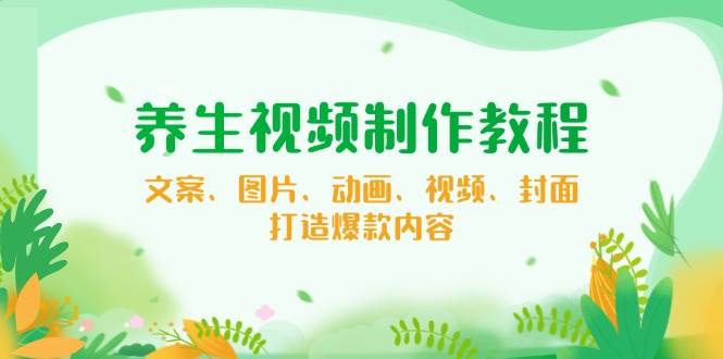 养生视频制作教程，文案、图片、动画、视频、封面，打造爆款内容|52搬砖-我爱搬砖网