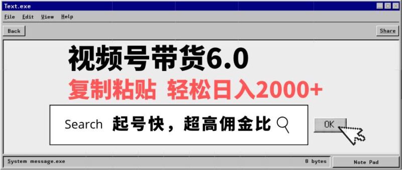 视频号带货6.0,轻松日入2000+,起号快,复制粘贴即可,超高佣金比|52搬砖-我爱搬砖网