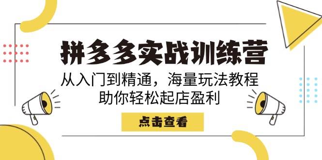 拼多多实战训练营，从入门到精通，海量玩法教程，助你轻松起店盈利|52搬砖-我爱搬砖网