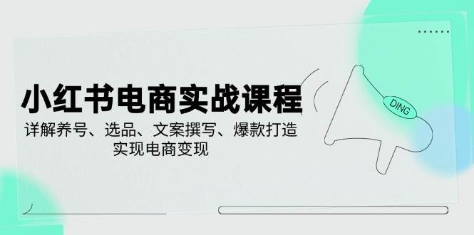 小红书电商实战课程，详解养号、选品、文案撰写、爆款打造，实现电商变现|52搬砖-我爱搬砖网