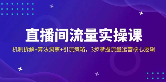 直播间流量实操课：机制拆解+算法洞察+引流策略，3步掌握流量运营核心逻辑|52搬砖-我爱搬砖网