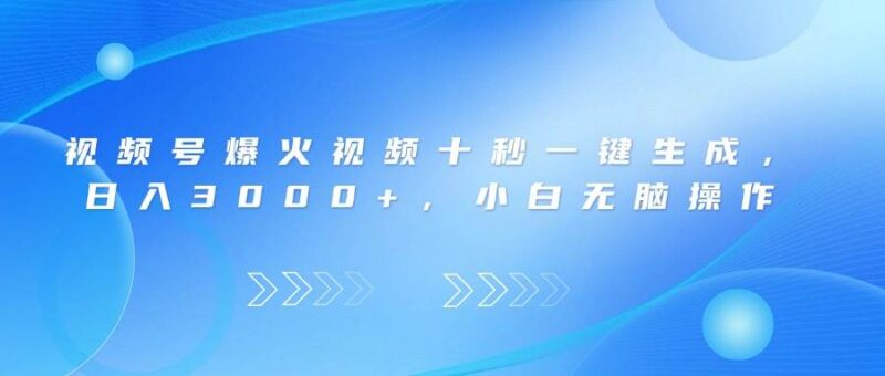 视频号爆火视频十秒一键生成,日入3000+,小白无脑操作|52搬砖-我爱搬砖网