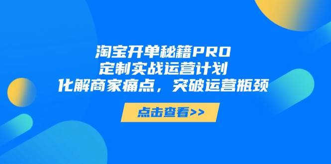 淘宝开单秘籍PRO，定制实战运营计划，化解商家痛点，突破运营瓶颈|52搬砖-我爱搬砖网