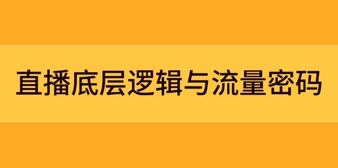 直播底层逻辑与流量密码：定位模型+案例拆解，急速流承接与数据优化全攻略|52搬砖-我爱搬砖网