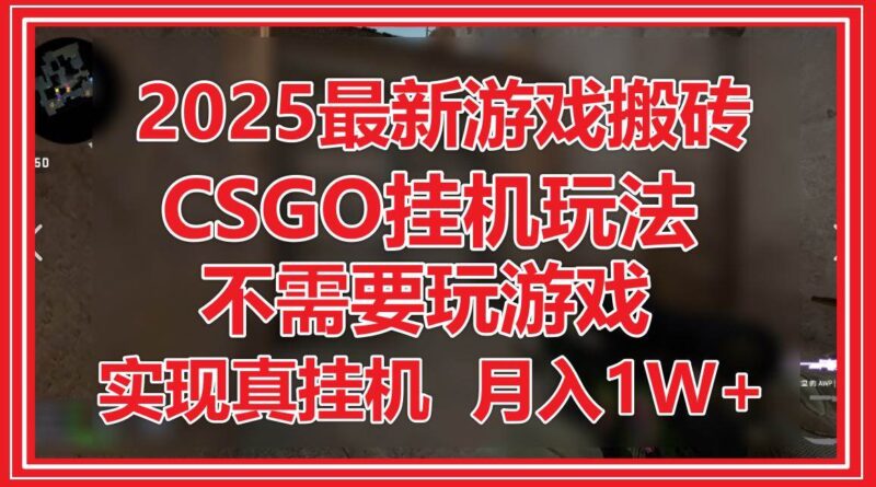2025最新游戏搬砖,CSGO挂机,不需要玩游戏,实现真挂机,月入1W+|52搬砖-我爱搬砖网