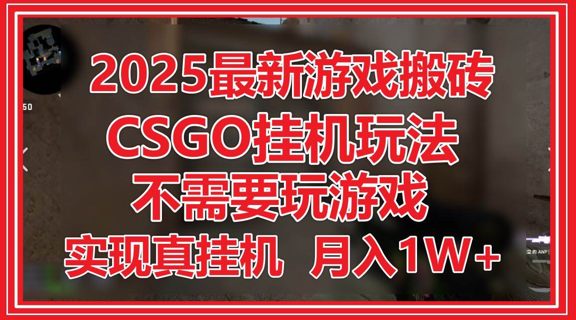 2025最新游戏搬砖，CSGO挂机，不需要玩游戏，实现真挂机，月入1W+|52搬砖-我爱搬砖网