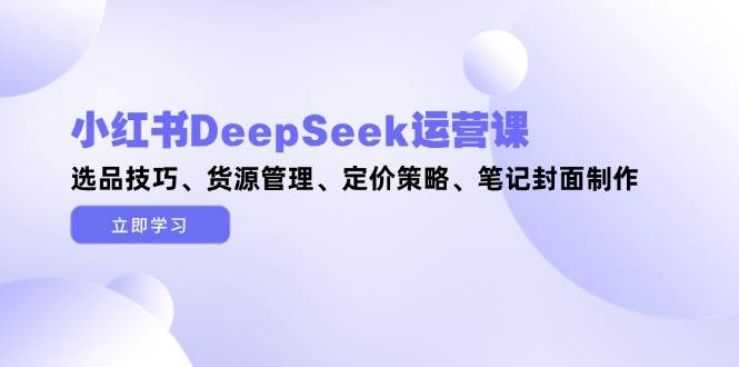 小红书DeepSeek运营课，选品技巧、货源管理、定价策略、笔记封面制作|52搬砖-我爱搬砖网