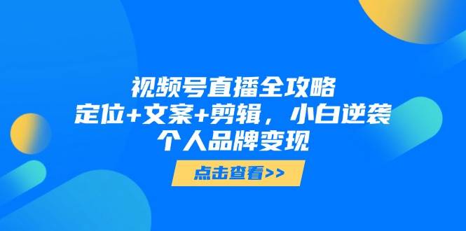 视频号直播全攻略，定位+文案+剪辑，小白逆袭个人品牌变现|52搬砖-我爱搬砖网
