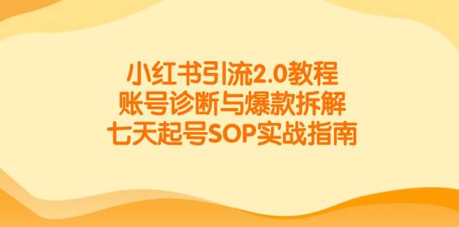 小红书引流2.0教程，账号诊断与爆款拆解，七天起号SOP实战指南|52搬砖-我爱搬砖网
