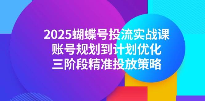 2025蝴蝶号投流实战课，账号规划到计划优化，三阶段精准投放策略|52搬砖-我爱搬砖网