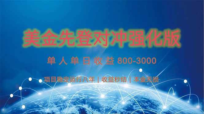 美金先登计划对冲强化版，2025年黑马中最暴力收益日收益1k-4k（可放大…|52搬砖-我爱搬砖网