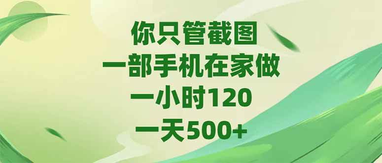 你只管截图，一部手机在家做，一小时120，-天500+|52搬砖-我爱搬砖网