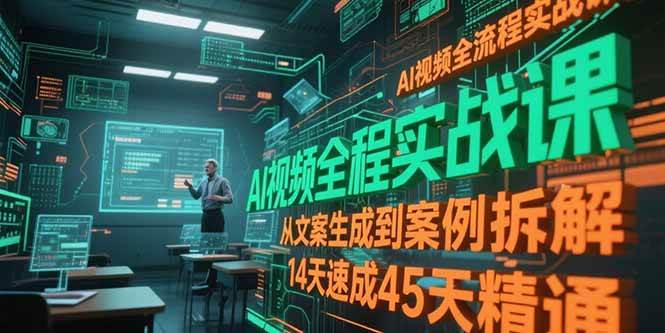 AI视频全流程实战课，从文案生成到案例拆解，14天速成45天精通|52搬砖-我爱搬砖网