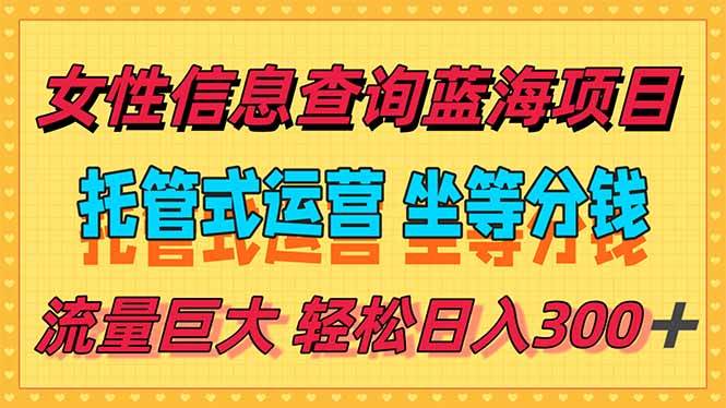 稳定日入300＋，小众信息查询蓝海项目，全程懒人式托管，解放你的时间|52搬砖-我爱搬砖网
