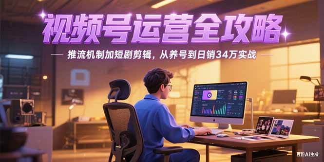 2025视频号运营全攻略，推流机制加短剧剪辑，从养号到日销34万实战|52搬砖-我爱搬砖网