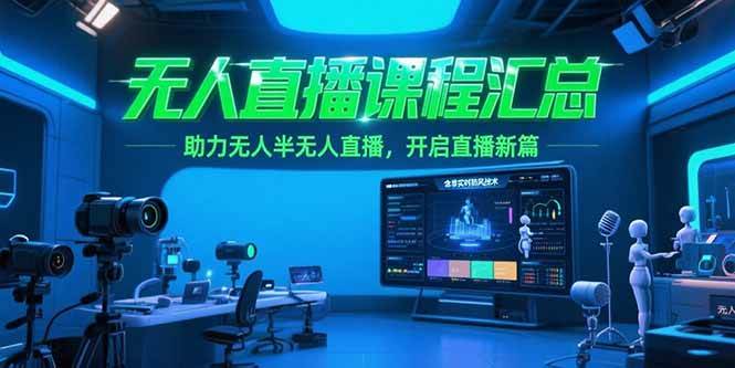 无人直播课程汇总，含非实时防风技术，助力无人半无人直播，开启直播新篇|52搬砖-我爱搬砖网