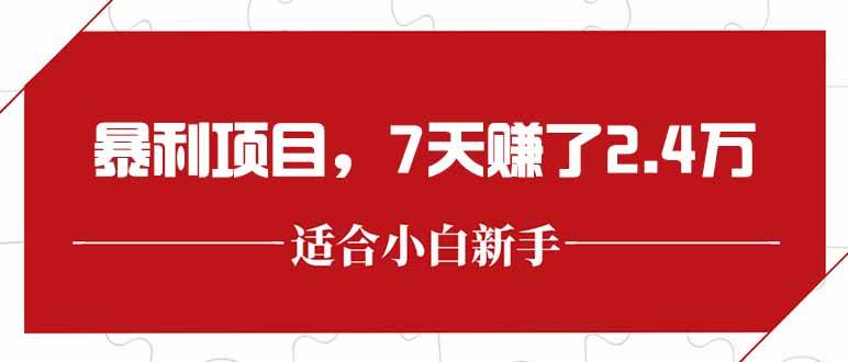 最新暴利项目，每单收益轻松在300以上，7天赚了2.4万|52搬砖-我爱搬砖网