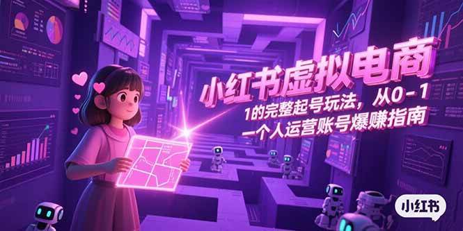 小红书虚拟电商，从0-1的完整起号玩法，一个人运营账号爆赚指南|52搬砖-我爱搬砖网