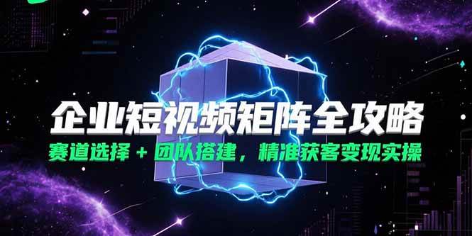 企业短视频矩阵全攻略，赛道选择+团队搭建，精准获客变现实操|52搬砖-我爱搬砖网