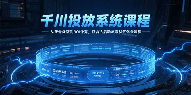 千川投放系统课程，从账号标签到ROI计算，包含冷启动与素材优化全流程|52搬砖-我爱搬砖网