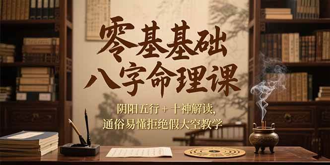 零基础八字命理课，阴阳五行+十神解读，通俗易懂拒绝假大空教学|52搬砖-我爱搬砖网