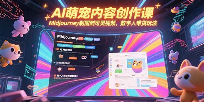 AI萌宠内容创作课，Midjourney制图到可灵视频，数字人带货玩法|52搬砖-我爱搬砖网