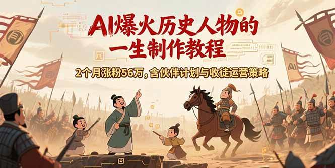 AI历史人物赛道课程，2个月涨粉56万，含伙伴计划与收徒运营策略|52搬砖-我爱搬砖网