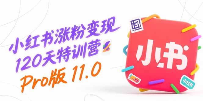 小红书涨粉变现120天特训营Pro版11.0：从0到1掌握平台运营,内容制作和变现|52搬砖-我爱搬砖网