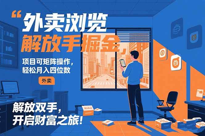 外卖浏览掘金项目 可矩阵操作 轻松日入500+|52搬砖-我爱搬砖网