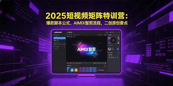2025短视频矩阵特训营：爆款脚本公式，AIMIX智剪流程，二创原创要点|52搬砖-我爱搬砖网