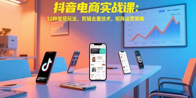 抖音电商实战课：12种变现玩法，剪辑去重技术，矩阵运营策略|52搬砖-我爱搬砖网