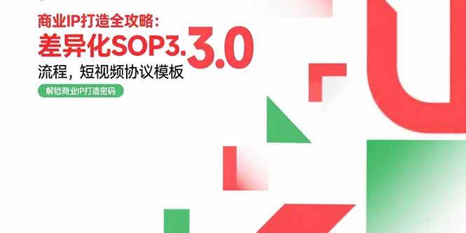 商业IP打造全攻略：差异化SOP3.0流程，短视频协议模板，婚恋项目实战案例|52搬砖-我爱搬砖网