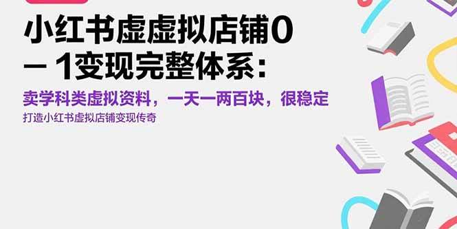 小红书虚拟店铺0-1变现完整体系：卖学科类虚拟资料，一天一两百块，很稳定|52搬砖-我爱搬砖网