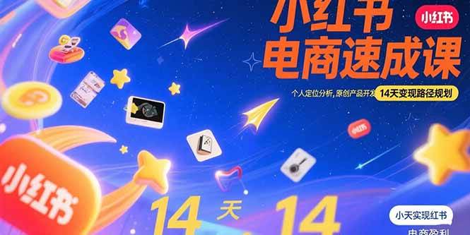 小红书虚拟电商速成课：个人定位分析，原创产品开发，14天变现路径规划|52搬砖-我爱搬砖网