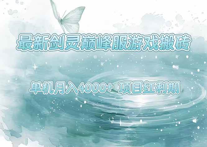 最新剑灵巅峰服游戏搬砖，项目红利期，单机稳定4000+操作简单好上手|52搬砖-我爱搬砖网