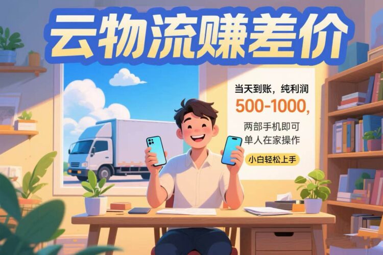 云物流赚差价 当天到账纯利润500-1000 两部手机即可 可单人在家操作 小…|52搬砖-我爱搬砖网