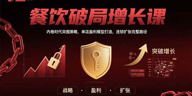 餐饮破局增长课：内卷时代突围策略，单店盈利模型打造，连锁扩张完整路径|52搬砖-我爱搬砖网