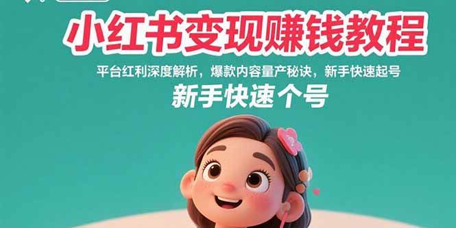 小红书变现赚钱教程：平台红利深度解析，爆款内容量产秘诀，新手快速起号|52搬砖-我爱搬砖网