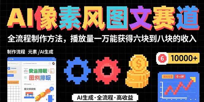 AI像素风图文赛道：全流程制作方法，播放量一万能获得6块到8块的收入|52搬砖-我爱搬砖网