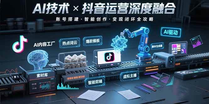 AI技术与抖音运营的深度融合应用：涵盖账号搭建、内容创作、收益变现等|52搬砖-我爱搬砖网