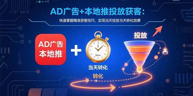 AD广告+本地推投放获客：快速掌握精准获客技巧，实现当天投放当天转化效果|52搬砖-我爱搬砖网