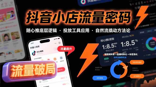 抖音小店流量密码，随心推底层逻辑，投放工具应用，自然流撬动核心方法论|52搬砖-我爱搬砖网