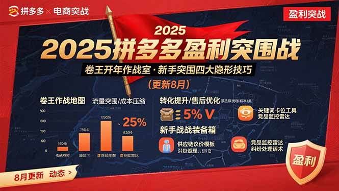 2025拼多多盈利突围战：卷王开年作战室，新手突围四大隐形技巧(更新8月)|52搬砖-我爱搬砖网