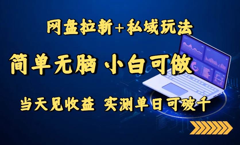 网盘拉新+私域玩法，简单无脑，小白可做，当天见收益，实测单日可破千|52搬砖-我爱搬砖网